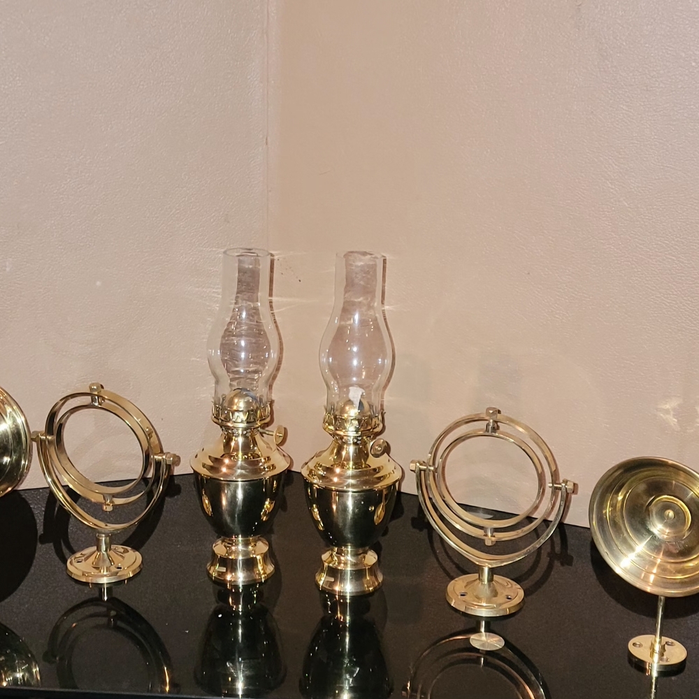 A Pair Of Solid  Brass Wall  Lamps/ Lantern Set
